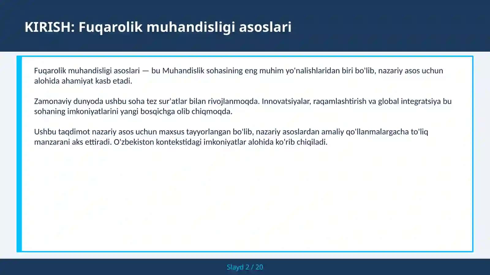 FUQAROLIK MUHANDISLIGI ASOSLARI 2