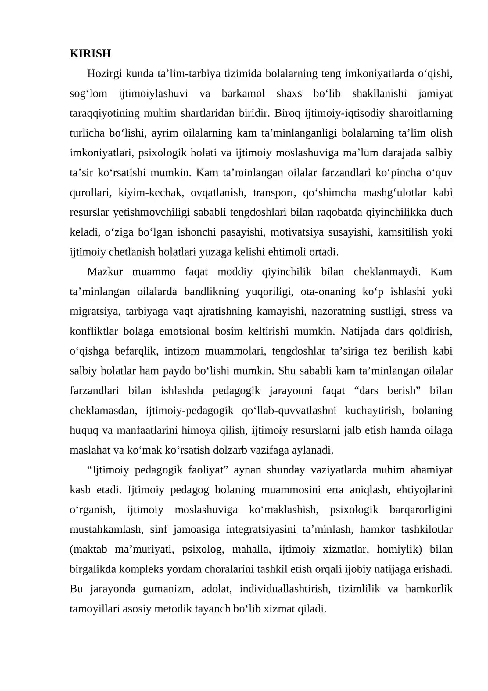Kam ta'minlangan oilalar farzandlari bilan ijtomoiy pedagogik faoliyat 2