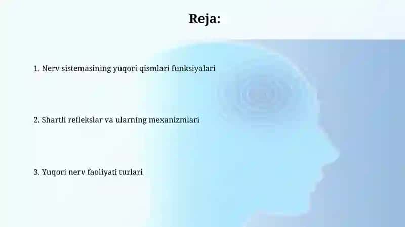 Nervtizimi oliy bo’limlarining vazifalari 2