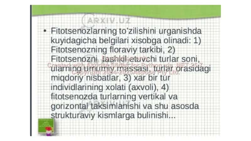Fitotsenoz (Fitotsenotik qurilish tuzilishi) 2