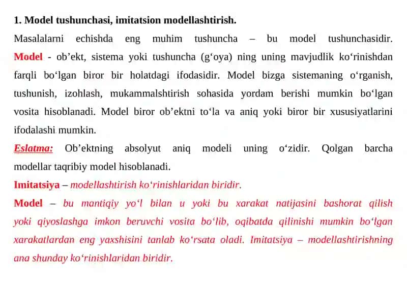 IMITATSION MODELLASHTIRISH 2