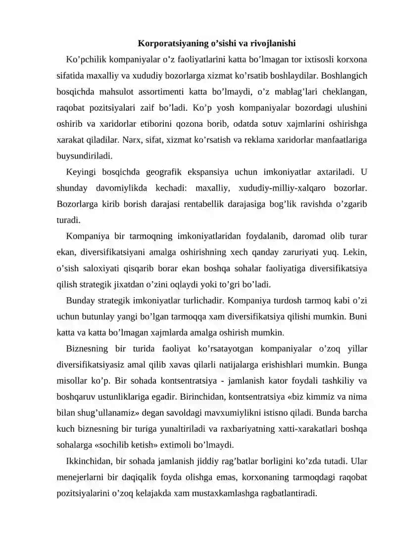 Diversifikatsiyаlashning korporativ strategiyаlari 2