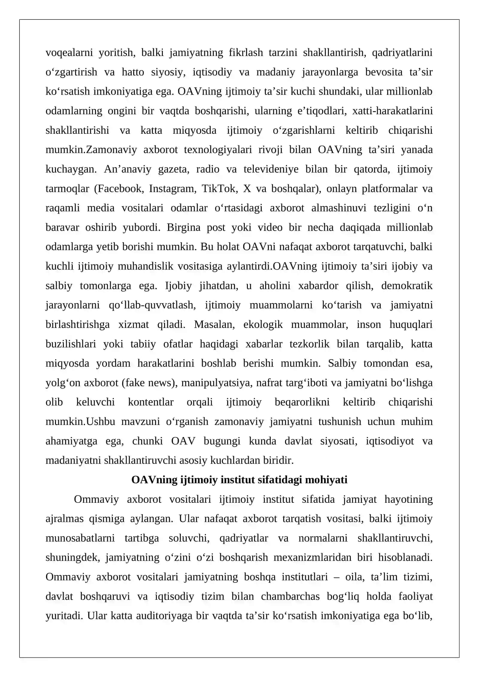 Ommaviy axborot vositalarining ijtimoiy ta’sir kuchi sifatida 2