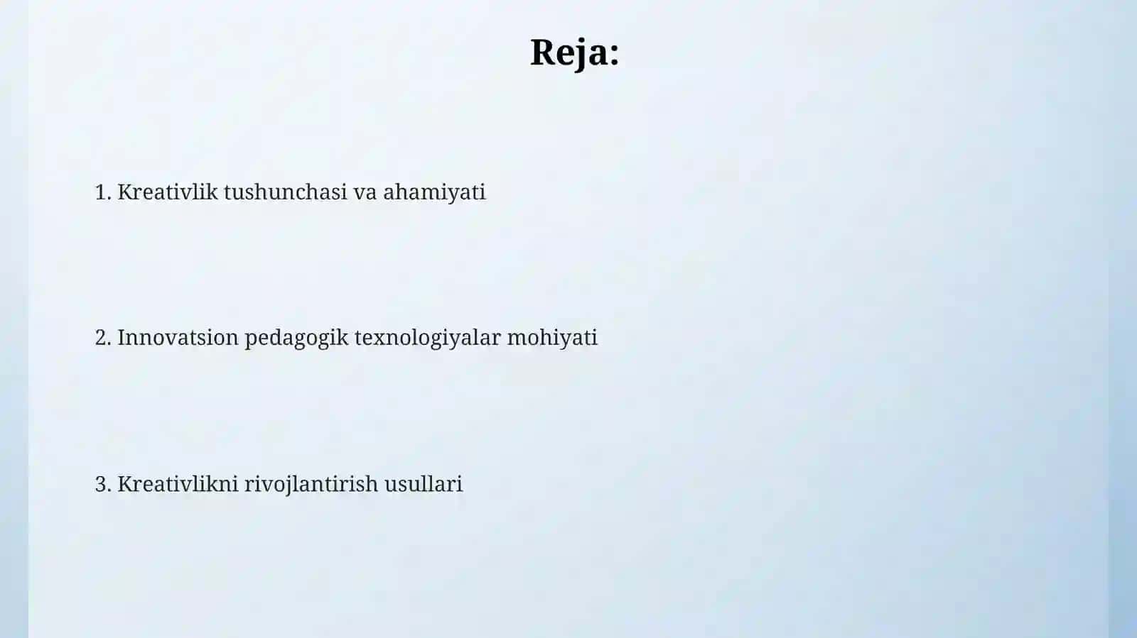 Kreativlikning rivojlantirilishi 2