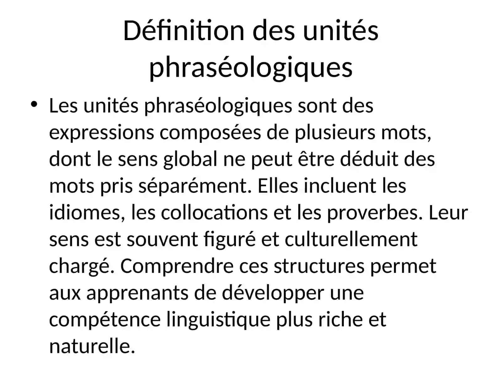 Les unités phraséologiques en classe de FLE/FOU 2