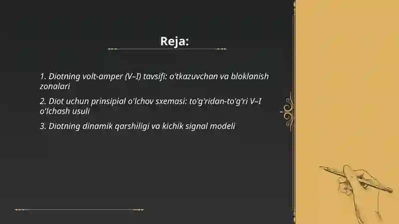 Diot, triot, elektron lampalarning wolt amper tavsiflari va tavsiflarini olish uchun prinsinial sxemalarino ishlash prinsipi (Toshmuradov A. A.) 2