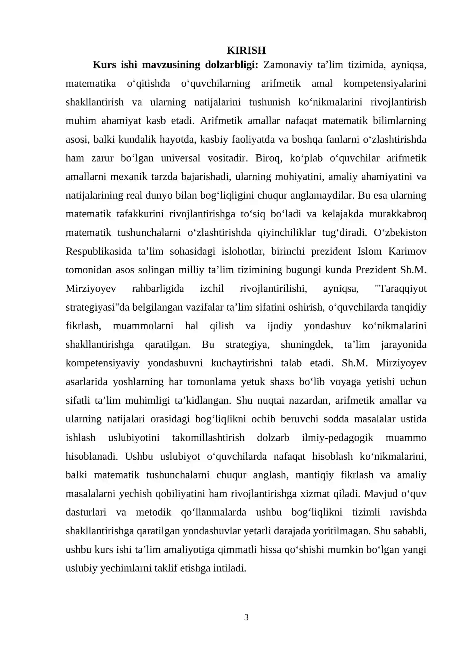 Arfimetik amallar kompetensiyalari va natijalari orasidagi bogʻlanishni ochib beruvchi sodda masalalar ustida ishlash uslubiyoti 2