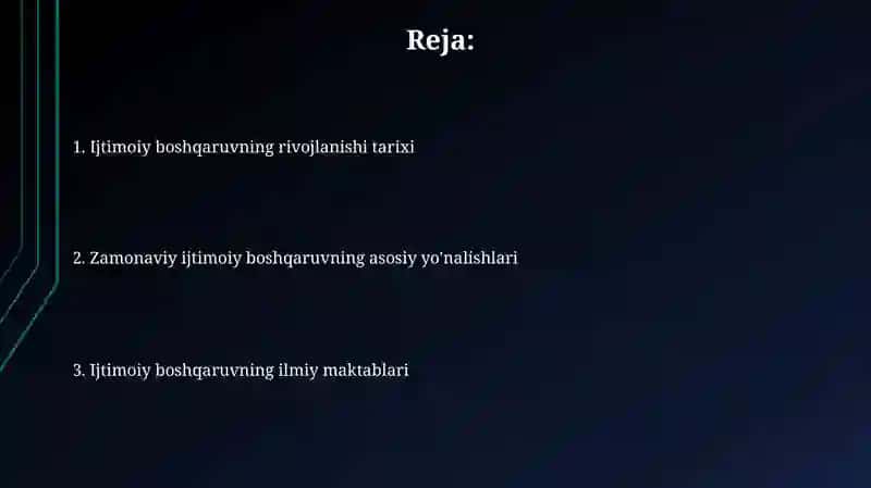 Ijtimoiy menejmentning rivojlanishi va uning ilmiy makablari 2