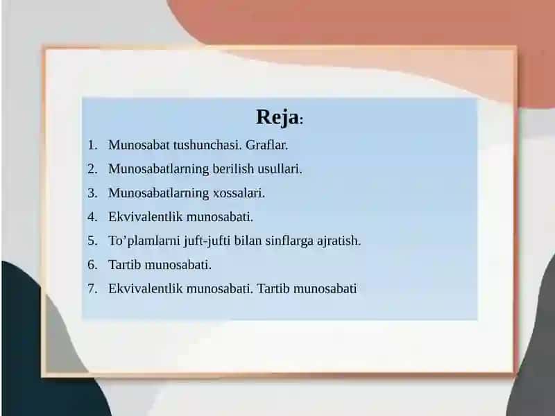 Maxsus Binar Munosabatlari 2