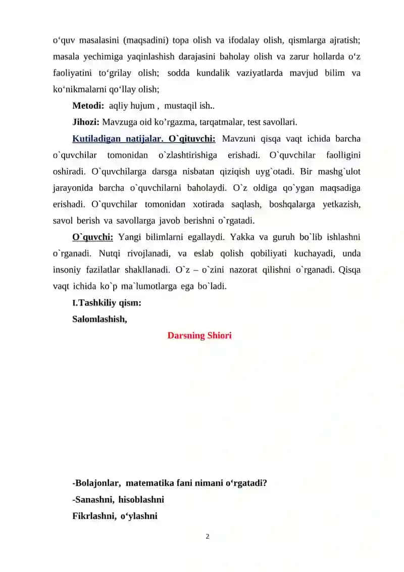 "Ilk qadam" davlat dasturi asosida maktabgacha ta'lim tashkilotlarida faoliyat markazlarida ta'lim 2
