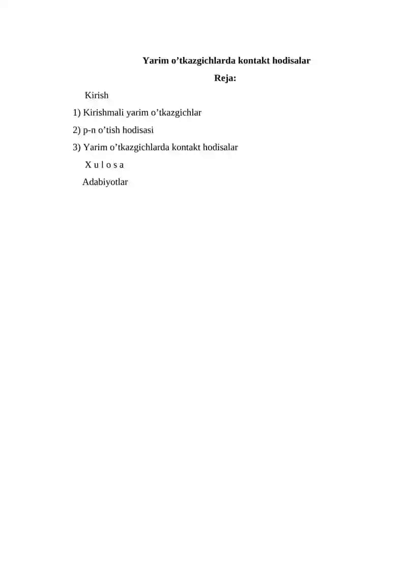 Yarim o’tkazgichlarda kontakt hodisalar 2