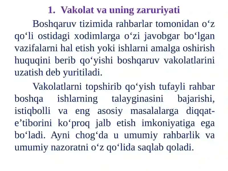 BOSHQARUV VAKOLATLARI 2