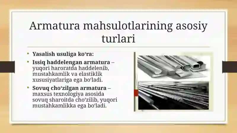 Armatura mahsulotlarining turlari 2