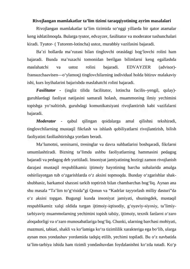 Rivojlangan mamlakatlarda maktabgacha ta’lim tizimi 2