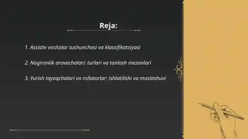 Tayanch-harakat tizimi jismoniy kasalliklar bo'lgan shaxslar uchun assistiv vositalar 2