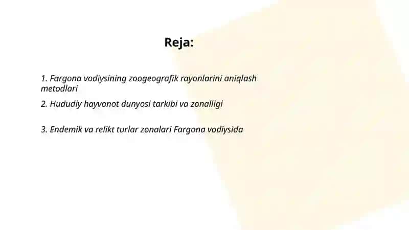 Fargona vodiysini zoogeokrafik rayonlashtirish 2