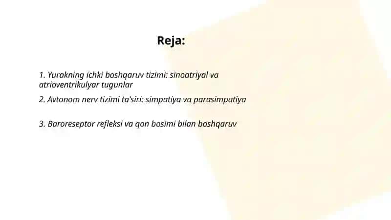 Yurak faoliyatini boshqarilishini oʻziga xosligi 2