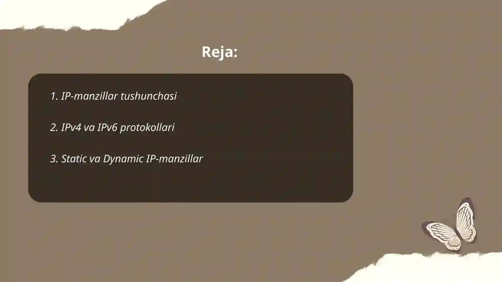 IP-manzillar va tarmoq interfeyslarini sozlash 2