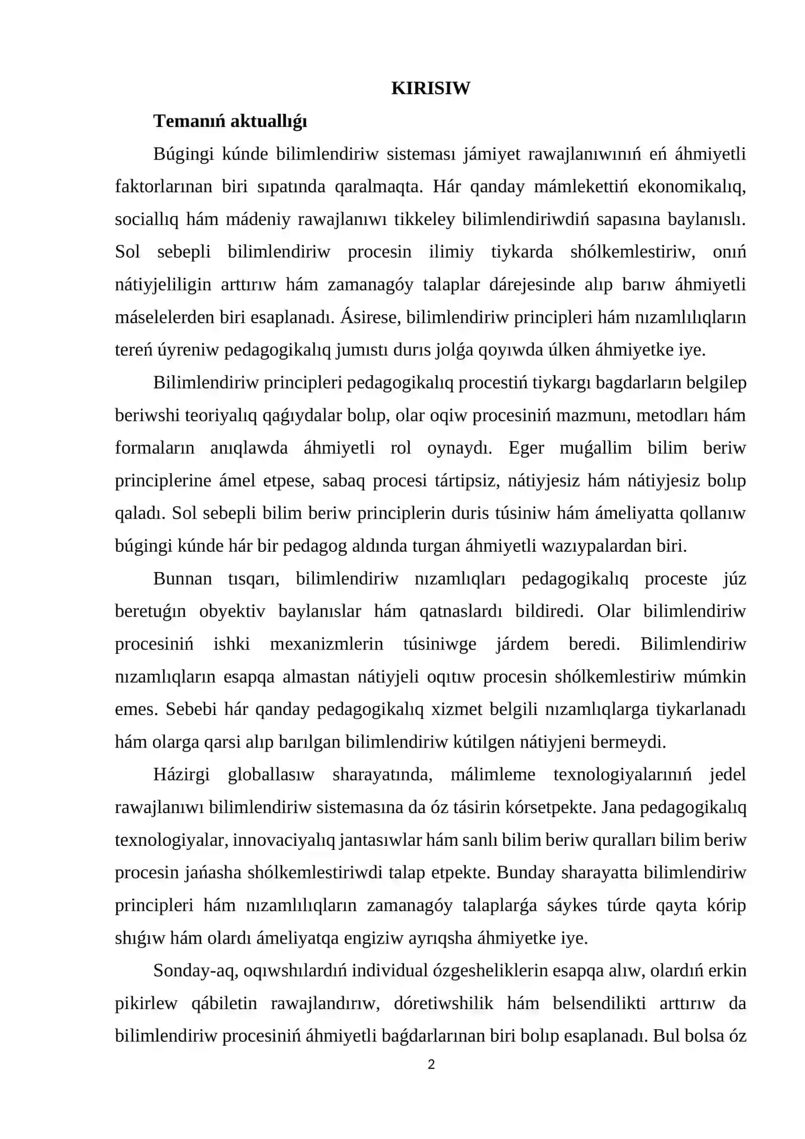 BILIMLENDIRIW PRINCIPLERINIŃ TEORIYALIQ TIYKARLARI 2
