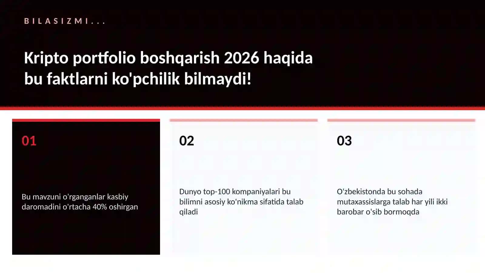 Kripto portfolio boshqarish 2026 2