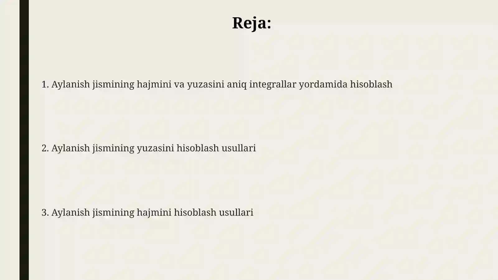 Aylanish jismining hajmi va yuzasi 2