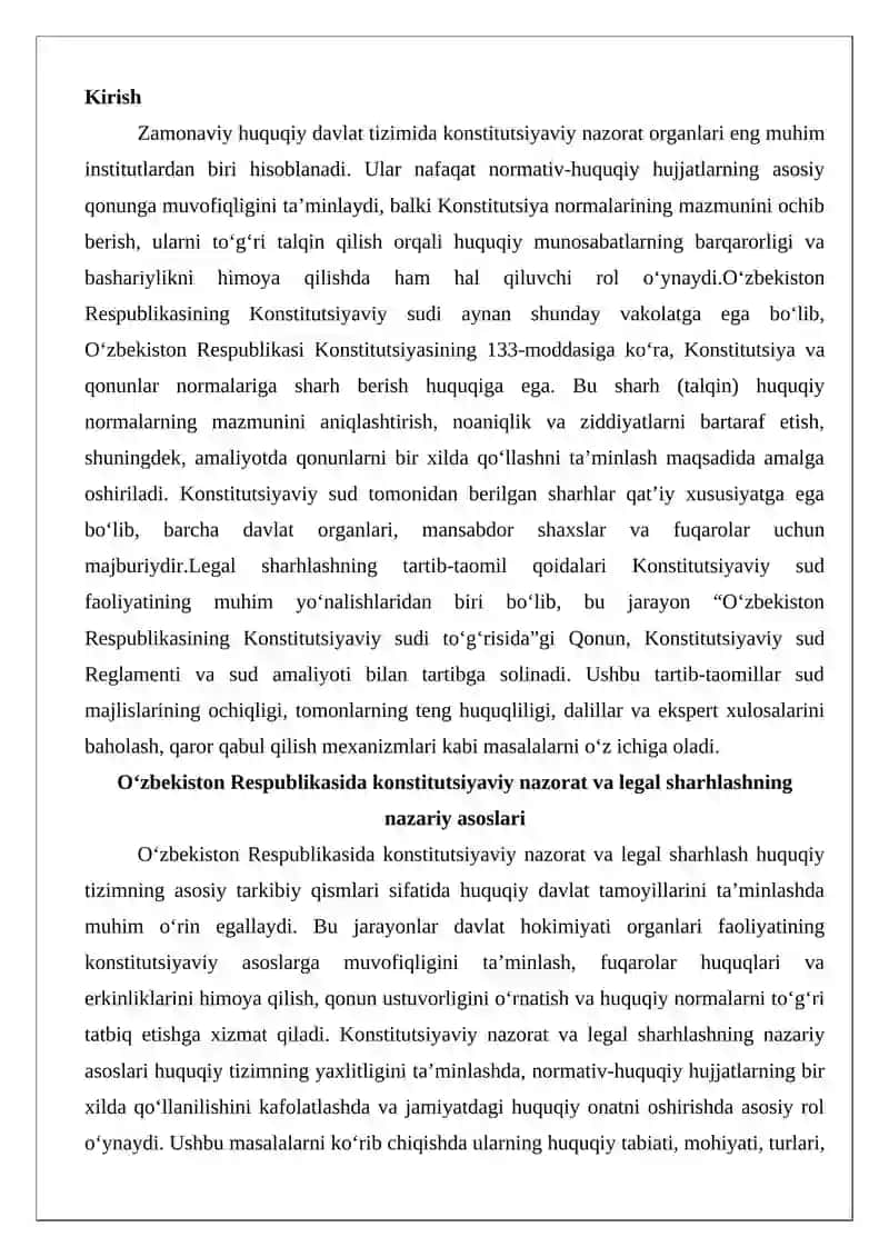 O‘zbekiston Respublikasi Konstitutsiyaviy sudi tomonidan legal sharhlashning tartib-taomil qoidalari 2
