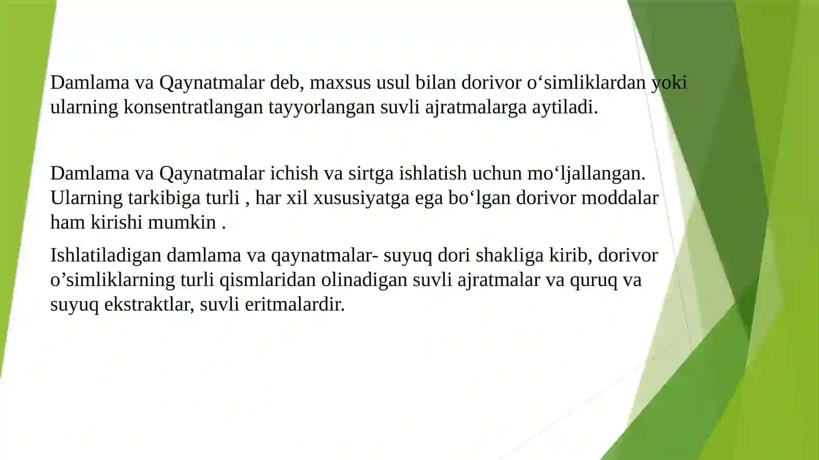 Suyuq dorilar damlama va qaynatmalar texnalogiyasi (INFUSI ET DECOCTI) 2