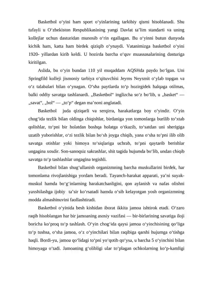 Basketbol o’yinida to’pni boshqarish texnikasini o’rgatish va mahoratini oshirish 2