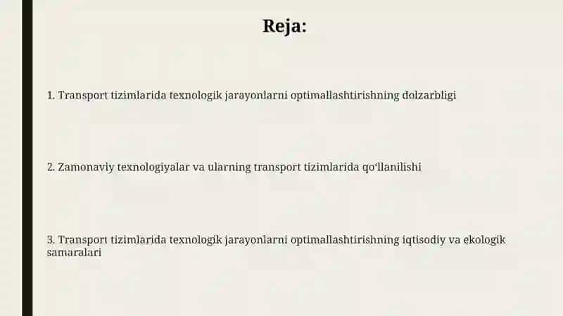Zamonaviy texnologiyalar va ularning transport tizimlarida qoʻllanilishi 2