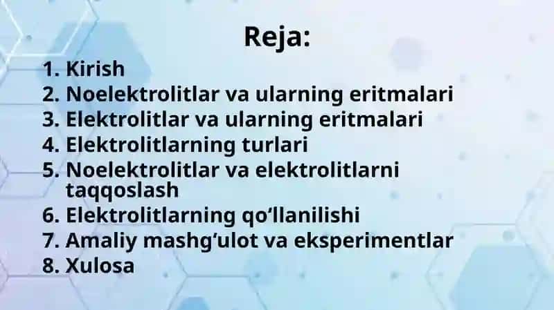 Noelektrolitlar va ularning eritmalari xossalari.Elektrolitlar va ularning eritmalari xossalari. 2