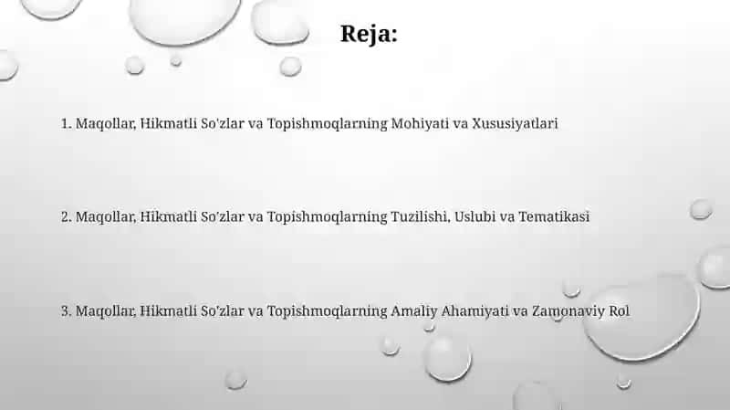 Maqollar, Hikmatli So'zlar va Topishmoqlar 2