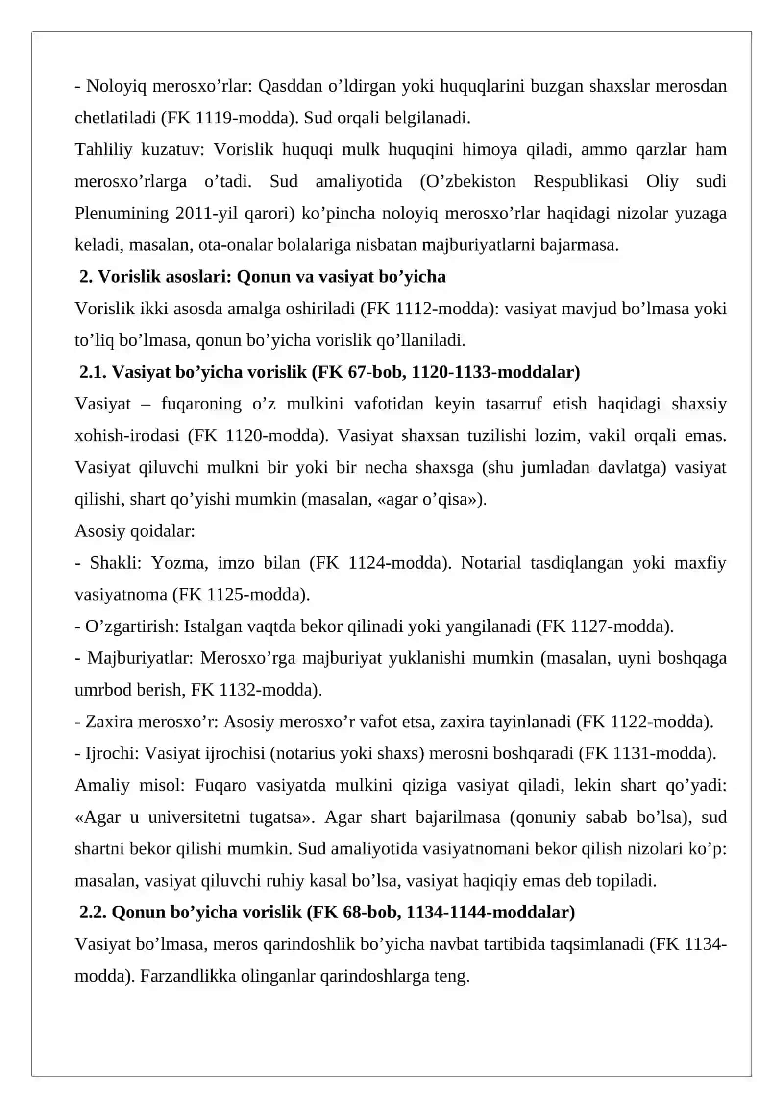 Vorislik huquqi tushunchasi va vorislik asoslari 2