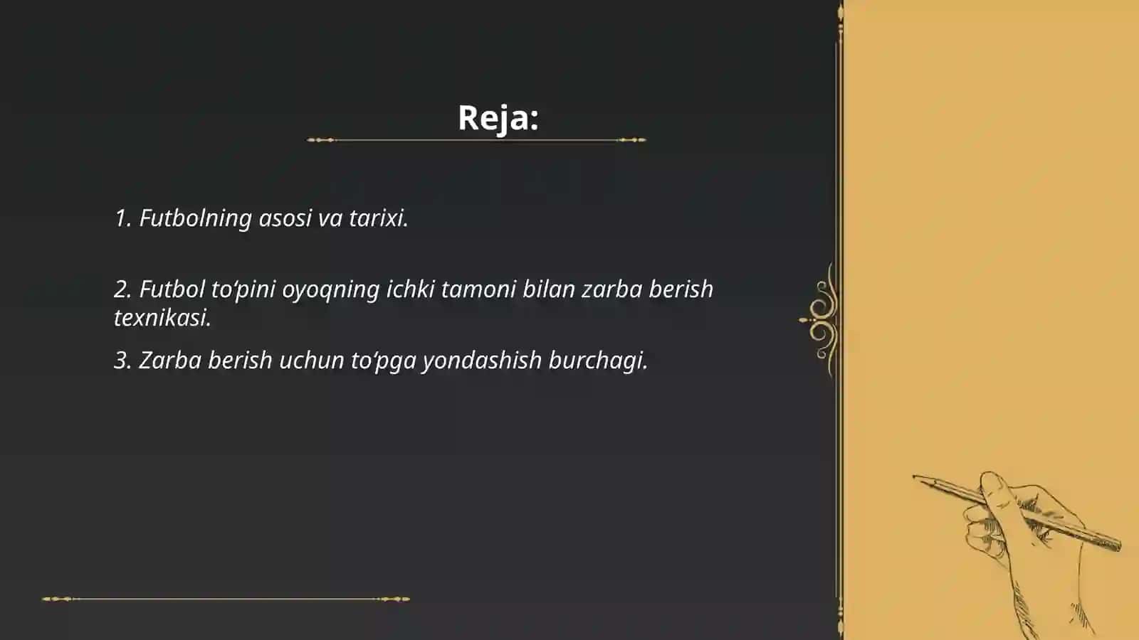 Futbol to‘pini oyoqning ichki tamoni bilan zarba berish texnikasini o‘rgatish metodikasi 2