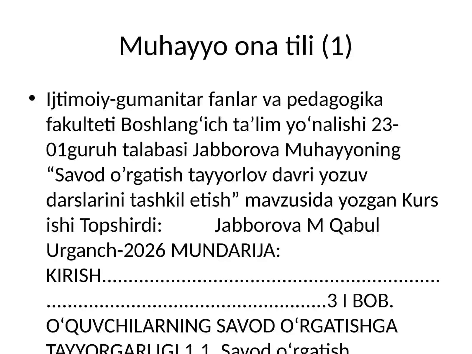 Savod o‘rgatish tayyorlov davri yozuv darslarini tashkil etish 2