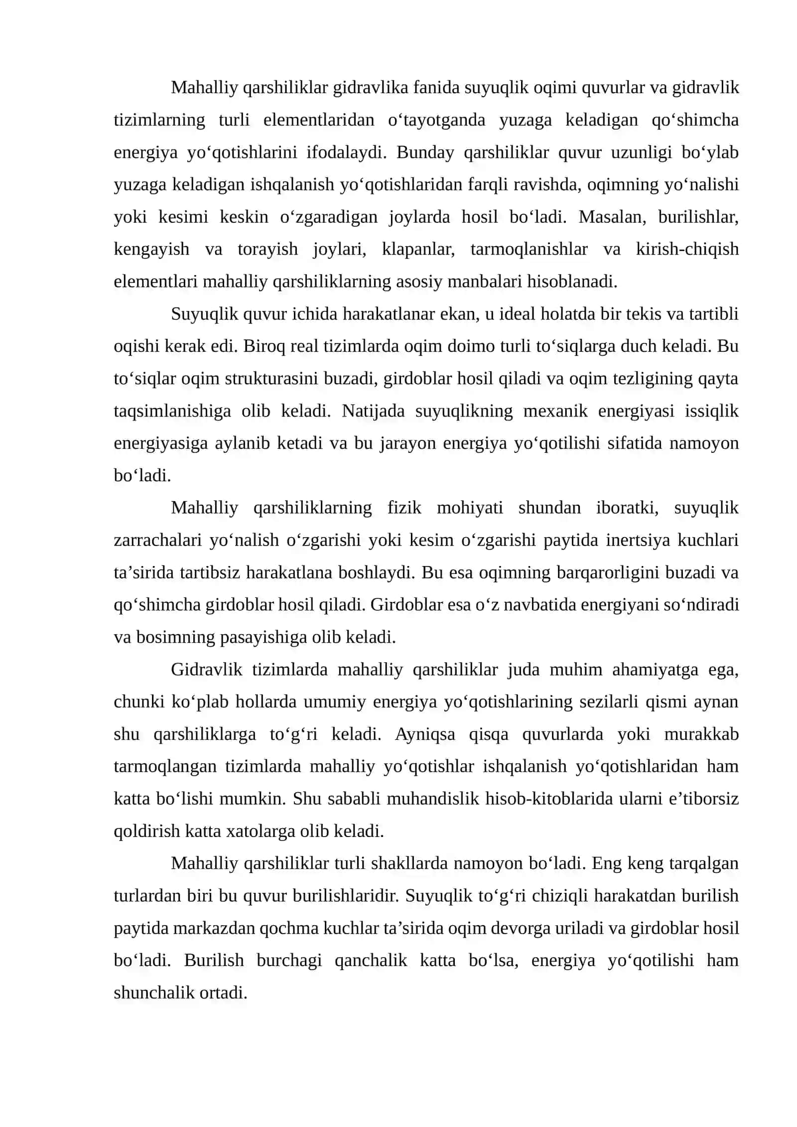 Mahalliy qarshiliklarda yo‘qolgan energiya (napor). Veysbax formulasi 2