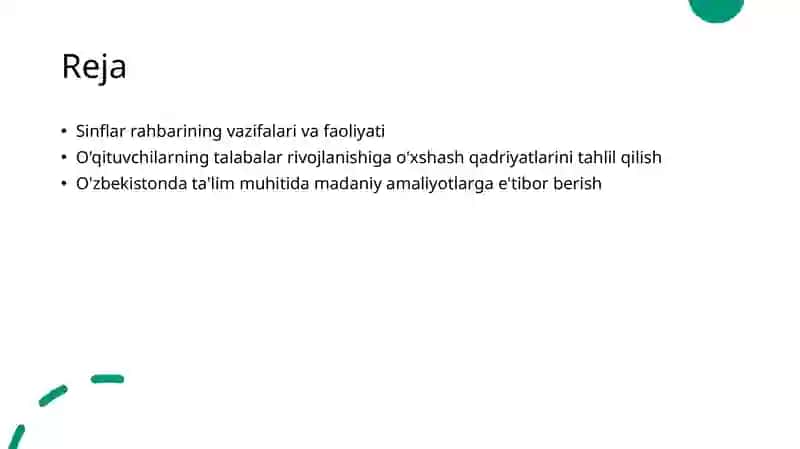 Sinf rahbarining ish faoliyatini o'rganish usullari 2