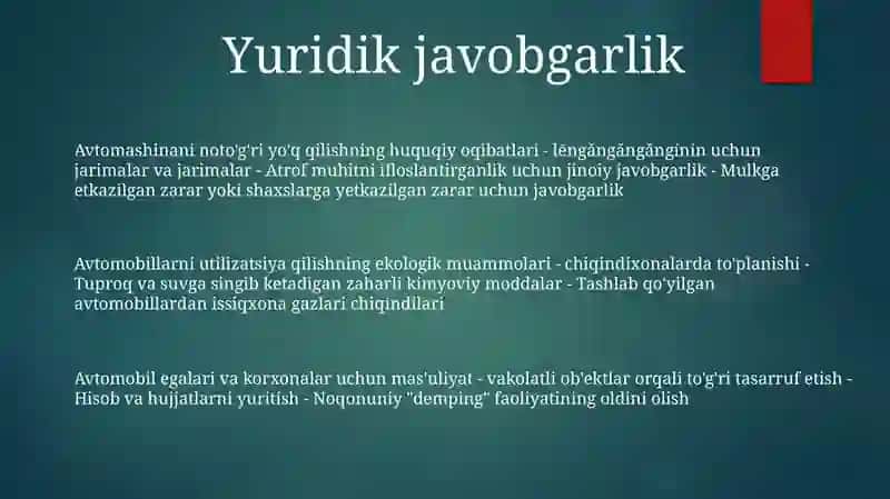 Eskirgan Avtomobilning Utilizatsiya Qilish Muammolari 2