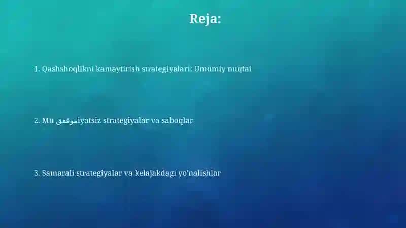 Kambag’allikni qisqartirish strategiyalari 2