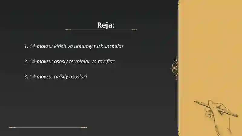 14-mavzu: kirish va umumiy tushunchalar 2
