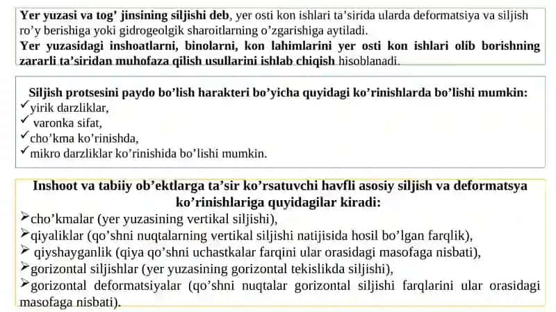 Yer yuzasi va tog‘ jinslarining siljishi 2