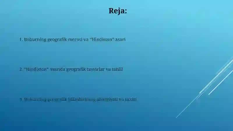 Boburning geografik merosi va hindiston asariga tafsiz 2