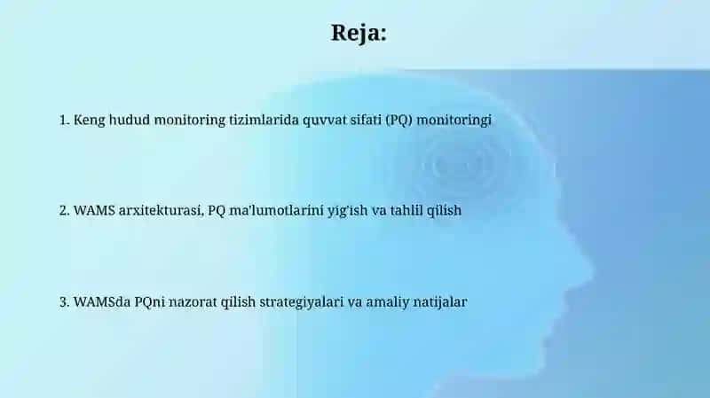 WAMS tizmlarida Wide area monitoring system PQ nazorati 2