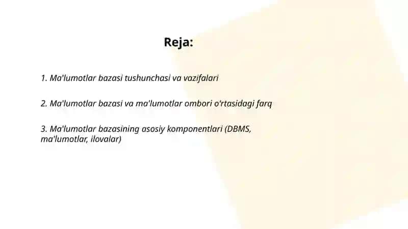 Ma'lumotlar bazasi to'g'risida tushuncha 2