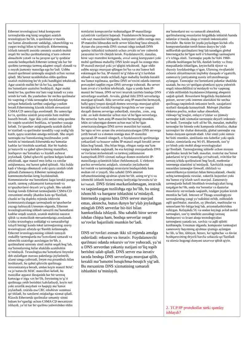 Kompyuter tarmoqlari fanining predmeti 2
