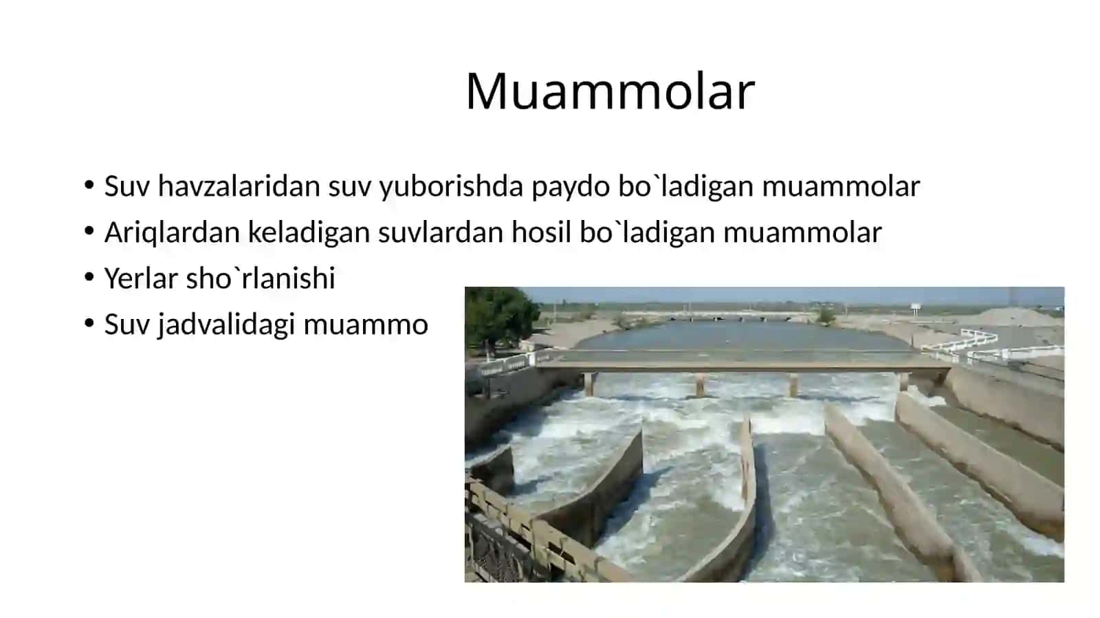 Qishloq xoʻjaligida suvdan foydalanish muammolari 2