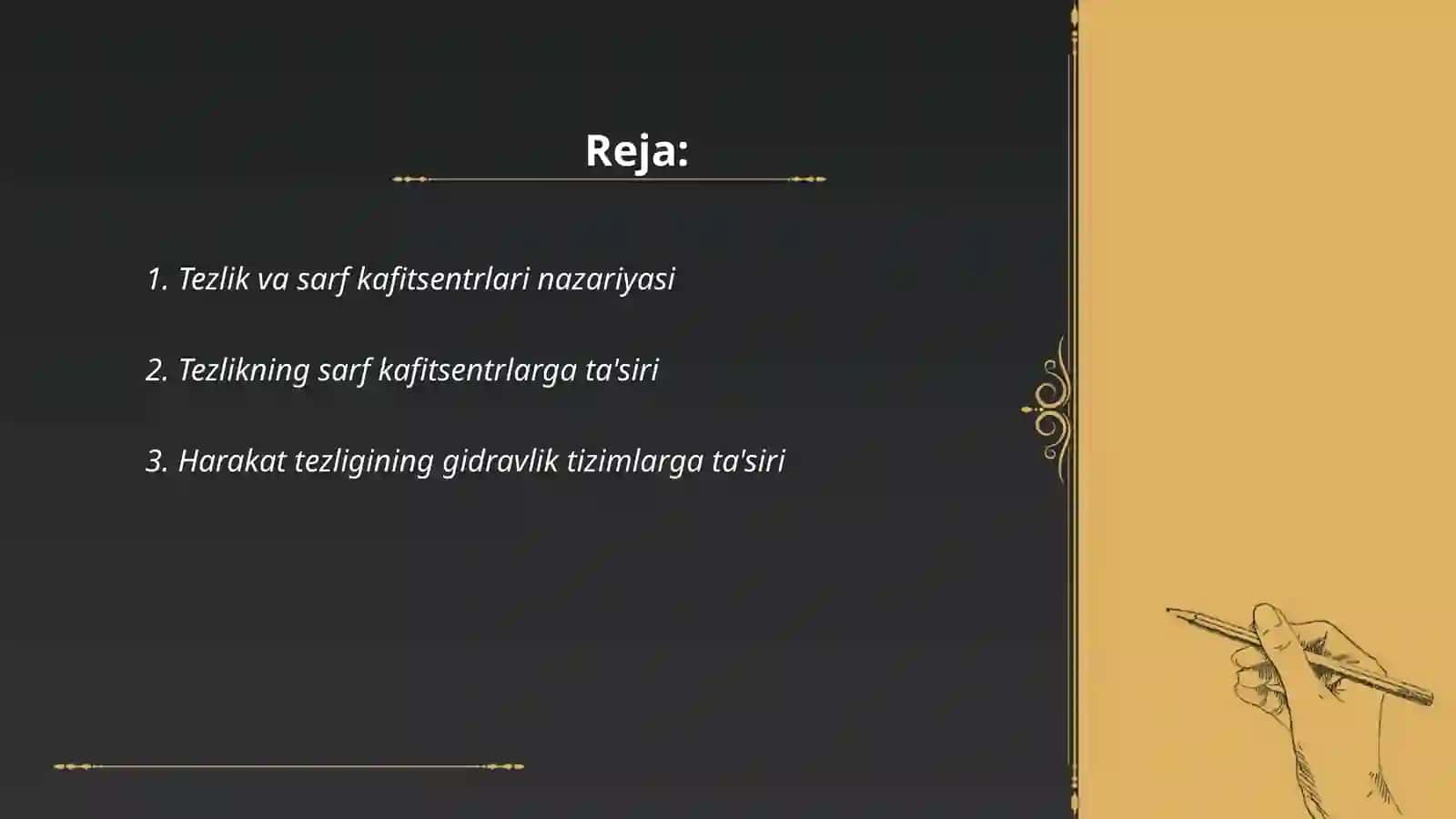Tezlik va sarf kafitsentlaring harakat trejimiga boģliqligi 2