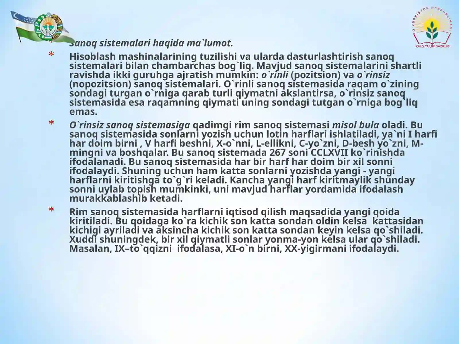 Sanoq Sistemalari Haqida Ma`lumot 2