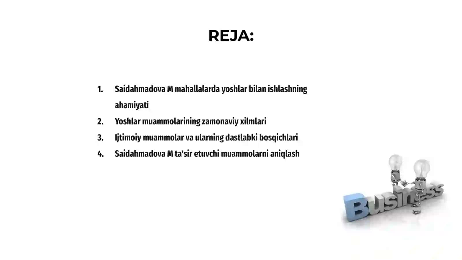 Saidahmadova M mahallalarda yoshlar bilan ishlash tizimiga ta'sir etuvchi ijtimoiy muammolar va bosqichlari 2