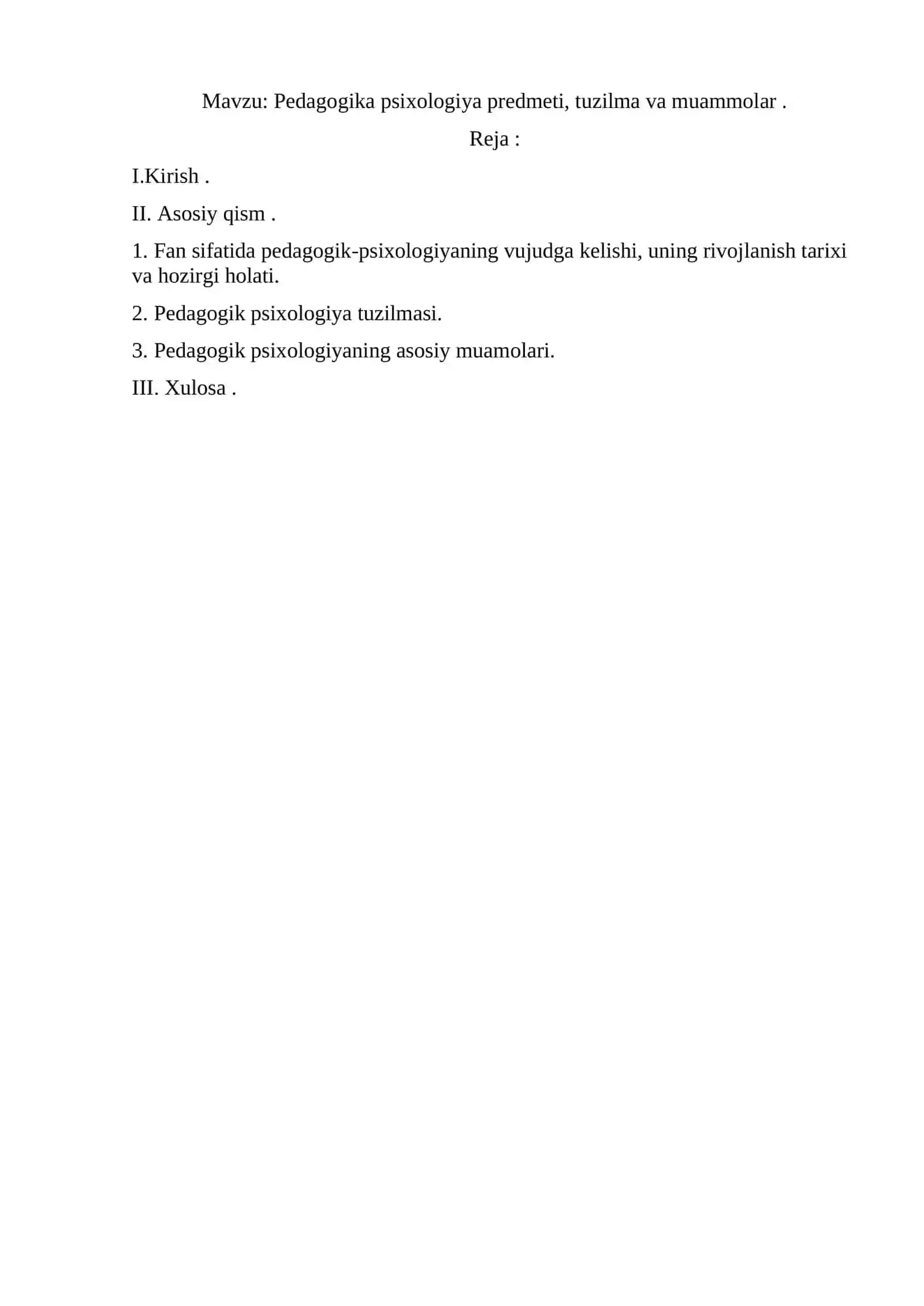 Pedagogika psixologiya predmeti, tuzilma va muammolar 2