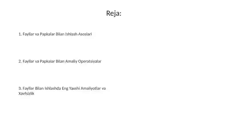 Fayllar va Papkalar Bilan Ishlash Asoslari 2